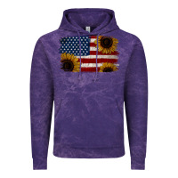 Cloud Purple Distressed Yellow Sunflower American Flag Vintage Hoodie - Jasminsmagicworld