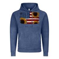 Vintage Denim Distressed Yellow Sunflower American Flag Vintage Hoodie - Jasminsmagicworld