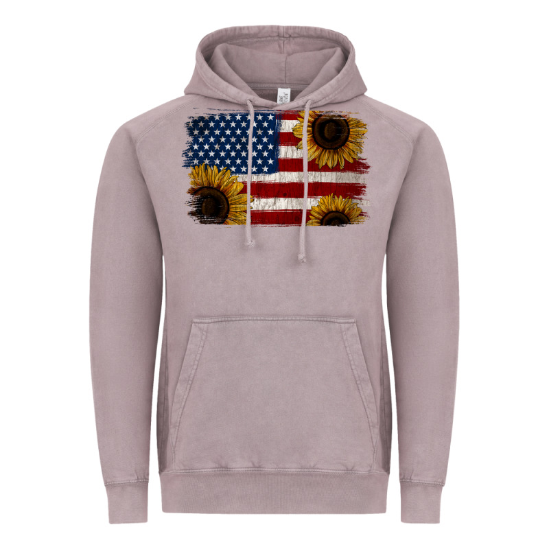 Distressed Yellow Sunflower American Flag Vintage Hoodie by Jasminsmagicworld | Teevron