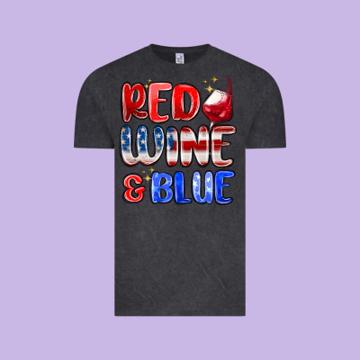 Red Wine And Blue Vintage Tee Designed By Maliassmallbusiness