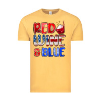 Vintage Mustard red wine and blue Vintage Tee - MaliasSmallBusiness