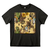 Asphalt aztec bull skull Heavy Core Tee - BundleAndBundleShop