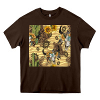 Chocolate Brown aztec bull skull Heavy Core Tee - BundleAndBundleShop
