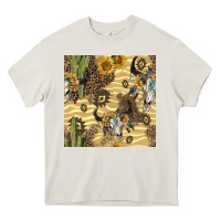 Cream aztec bull skull Heavy Core Tee - BundleAndBundleShop
