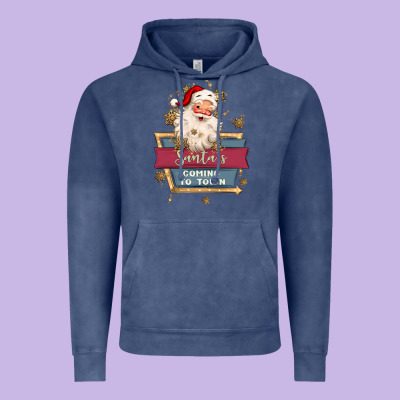 Santa's Coming To Town Vintage Hoodie Designed By Maliassmallbusiness