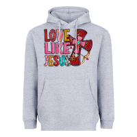 Heather Grey love like jesus Heavyweight Hoodie - OliviaCreatesArt