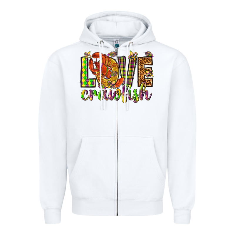 Mardi Gras Love Crawfish Zipper Hoodie by HowdyJamesFarm | Teevron