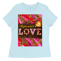 Baby Blue all you need is love Ladies Tee - AdoDesignShop