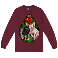 Burgundy christmas pig Long Sleeve Tee - LillyAllenDesigns