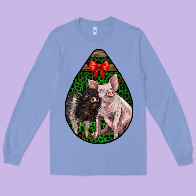 Christmas Pig Long Sleeve Tee Designed By Lillyallendesigns