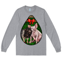 Heather Grey christmas pig Long Sleeve Tee - LillyAllenDesigns