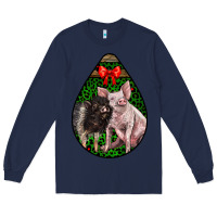 Navy christmas pig Long Sleeve Tee - LillyAllenDesigns
