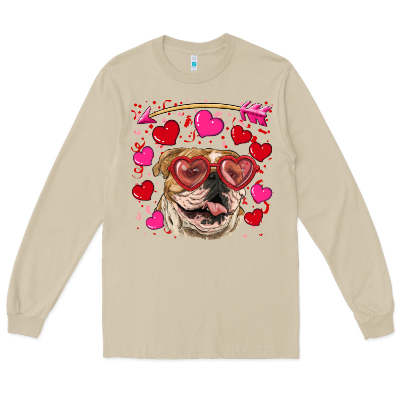 Valentine's Day  Brown English Bulldog Long Sleeve Tee by RanaPortraitStore | Teevron