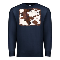 Navy Brown Cowhide Background Premium Sweatshirt - CowCowDesign