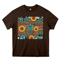 Chocolate Brown cross gemstone and sunflower Heavy Core Tee - Artiststas