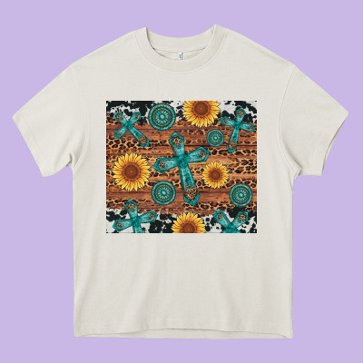 Cross Gemstone And Sunflower Heavy Core Tee Designed By Artiststas