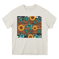 Cream cross gemstone and sunflower Heavy Core Tee - Artiststas
