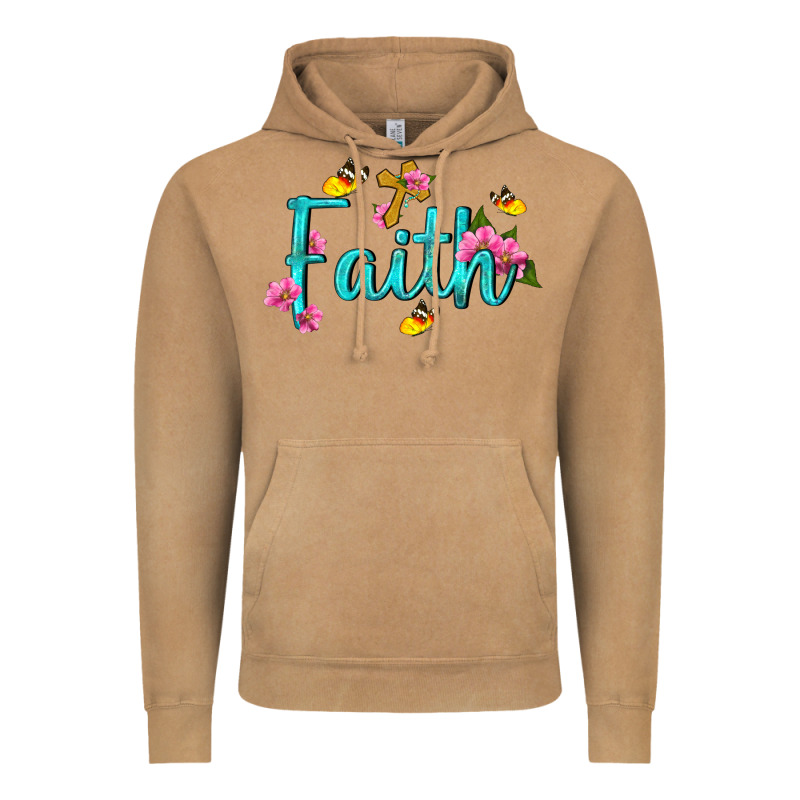 Faith With Flower And Butterfly Vintage Hoodie by NancyCooperArtShop | Teevron