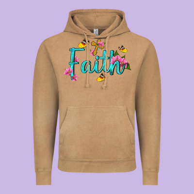 Faith With Flower And Butterfly Vintage Hoodie Designed By Nancycooperartshop