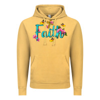 Vintage Mustard faith with flower and butterfly Vintage Hoodie - NancyCooperArtShop