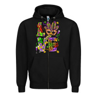 Black Mardi Gras love Zipper Hoodie - HowdyJamesFarm