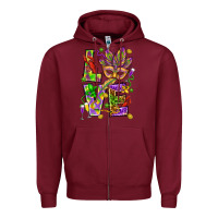 Burgundy Mardi Gras love Zipper Hoodie - HowdyJamesFarm
