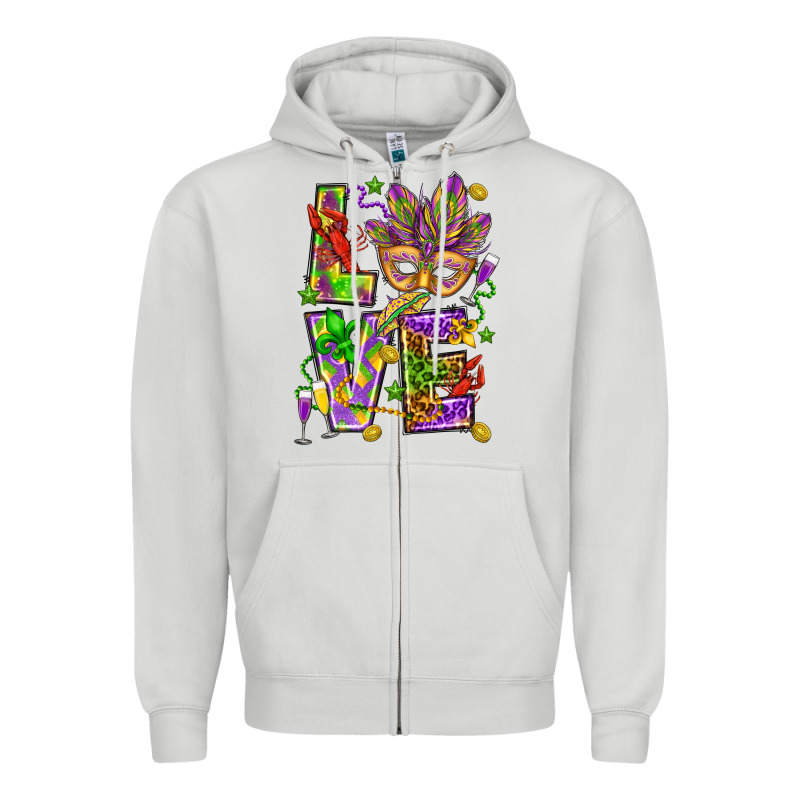 Mardi Gras Love Zipper Hoodie by HowdyJamesFarm | Teevron