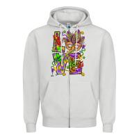 Dove Grey Mardi Gras love Zipper Hoodie - HowdyJamesFarm