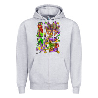 Heather Grey Mardi Gras love Zipper Hoodie - HowdyJamesFarm