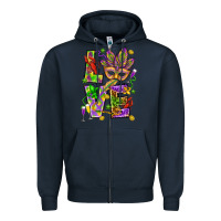 Navy Mardi Gras love Zipper Hoodie - HowdyJamesFarm