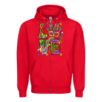 Red Mardi Gras love Zipper Hoodie - HowdyJamesFarm