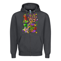 Smoke Mardi Gras love Zipper Hoodie - HowdyJamesFarm