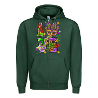 Sports Green Mardi Gras love Zipper Hoodie - HowdyJamesFarm