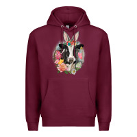 Burgundy Happy Easter Cow Easter Day Premium Hoodie - CowGirlArtShop