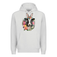 Dove Grey Happy Easter Cow Easter Day Premium Hoodie - CowGirlArtShop
