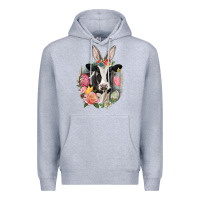 Heather Grey Happy Easter Cow Easter Day Premium Hoodie - CowGirlArtShop