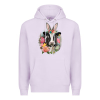 Lilac Happy Easter Cow Easter Day Premium Hoodie - CowGirlArtShop
