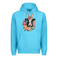 Ocean Blue Happy Easter Cow Easter Day Premium Hoodie - CowGirlArtShop