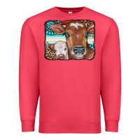 Cardinal Cows Serape Leopard Gemstone Premium Sweatshirt - CowCowDesign