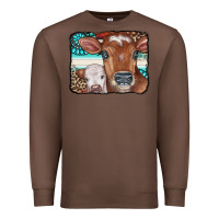 Chestnut Cows Serape Leopard Gemstone Premium Sweatshirt - CowCowDesign