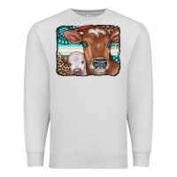 Dove Grey Cows Serape Leopard Gemstone Premium Sweatshirt - CowCowDesign