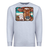 Heather Grey Cows Serape Leopard Gemstone Premium Sweatshirt - CowCowDesign