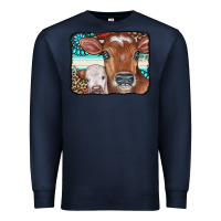 Navy Cows Serape Leopard Gemstone Premium Sweatshirt - CowCowDesign