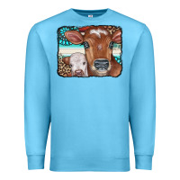 Ocean Blue Cows Serape Leopard Gemstone Premium Sweatshirt - CowCowDesign