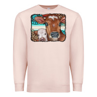 Pale Pink Cows Serape Leopard Gemstone Premium Sweatshirt - CowCowDesign