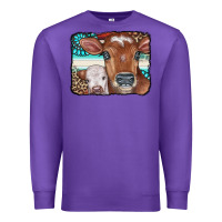 Purple Cows Serape Leopard Gemstone Premium Sweatshirt - CowCowDesign