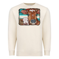 Sandshell Cows Serape Leopard Gemstone Premium Sweatshirt - CowCowDesign