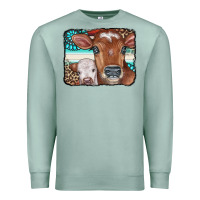 Seafoam Cows Serape Leopard Gemstone Premium Sweatshirt - CowCowDesign