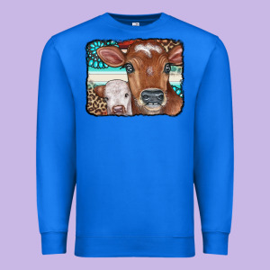 Cows Serape Leopard Gemstone Premium Sweatshirt Designed By Cowcowdesign