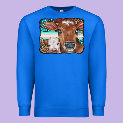 Cows Serape Leopard Gemstone Premium Sweatshirt Designed By Cowcowdesign